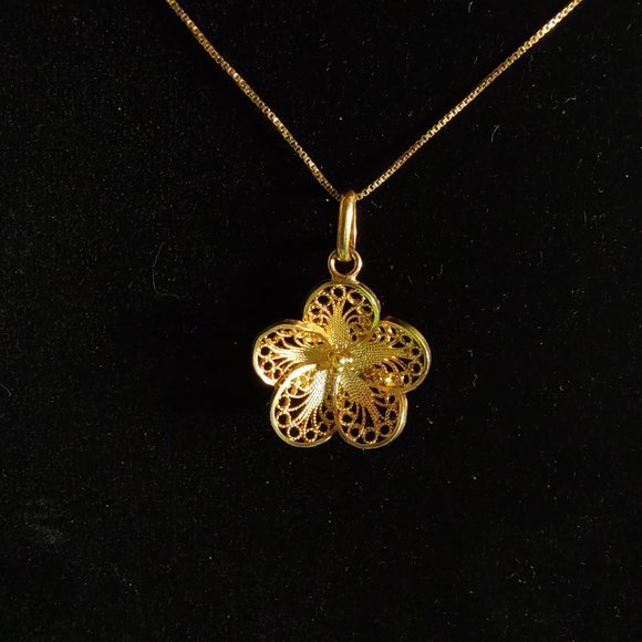 Filigree Earrings and necklace, 100% handmade 18 K gold plated silver 925. - Picture 11 of 11
